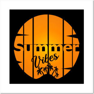 Summer Vibes Sun And Palm Trees Posters and Art